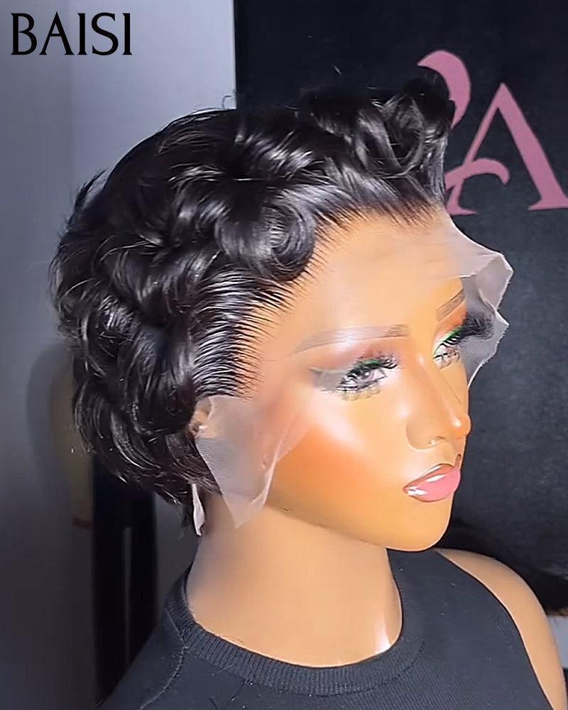 BAISI Noël PROMO 69€ Pixie Vague Frontale 13x4 lace Couleurs noir 100% identique à la photo