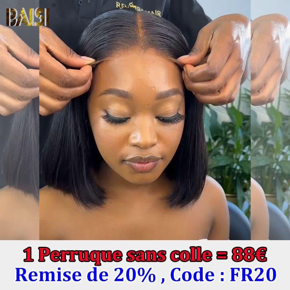 BAISI 4x4 Straight Bob Wig 10 Inch €88 in Black Glueless Lace Already Cut Easy to Wear in 100% Human Hair D CODE: FR20