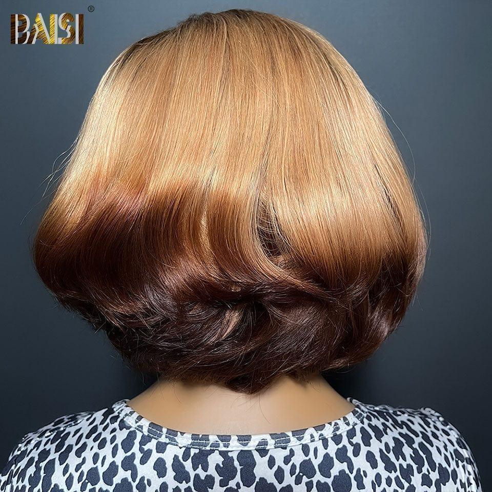 BAISI Perruque Lisse bob Coupe personnalisée 10 pouces 98€ Pré-plucked Pas Besoin de Colle en 100% Raw Hair Lace déjà couper 300% densité plus de 20 ans d' utilisations FR38