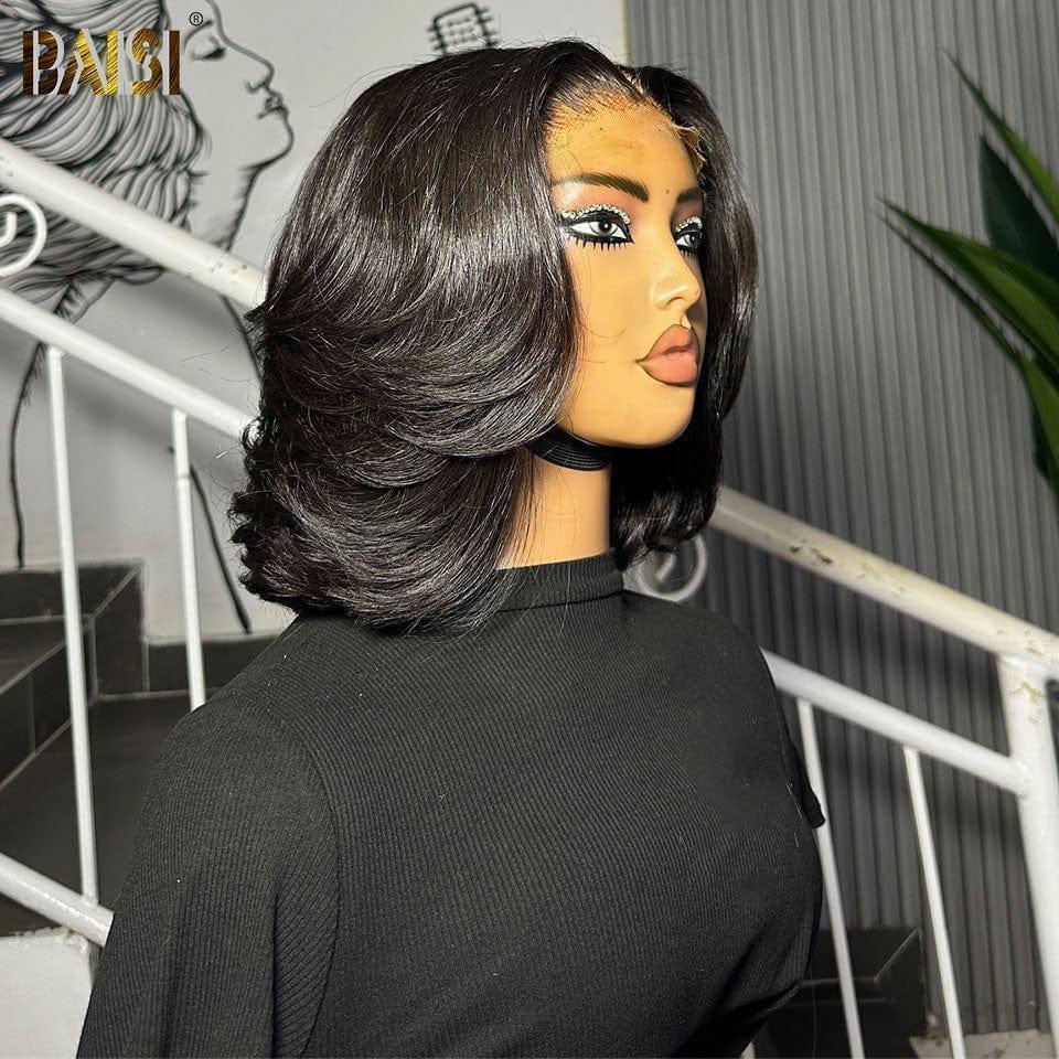 BAISI 5X5 Pelucas rizadas de lujo de 12 pulgadas hechas con pelo doble dibujado VIP100