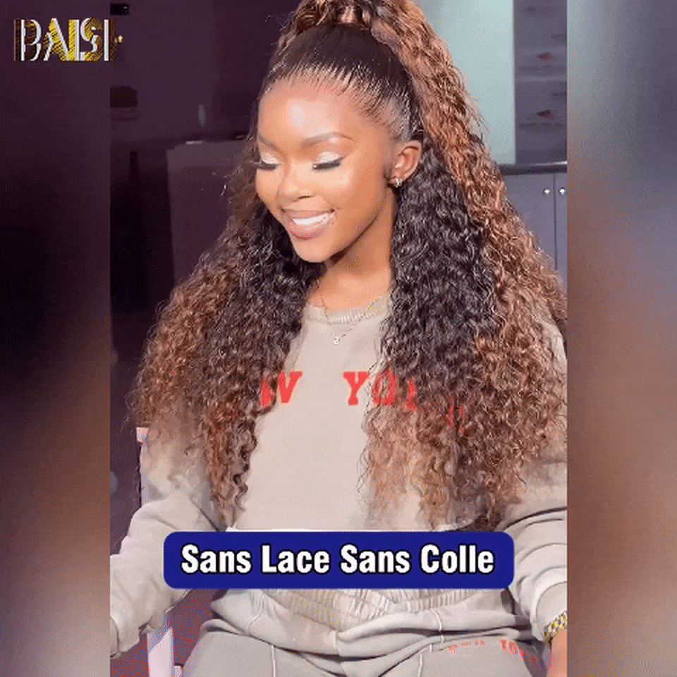 BAISI 13X4 Perruque sans colle deep Wave en couleur marron 4T30# Pré-plucked Pas Besoin de Colle en 100% Raw Hair Lace déjà couper