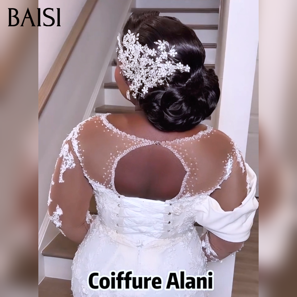 BAISI Coiffure de luxe Alani Perruques Mariage noir Prête à porter chignon et personalisation comme sur la vidéo 100% identique avec lace frontale événement spécial