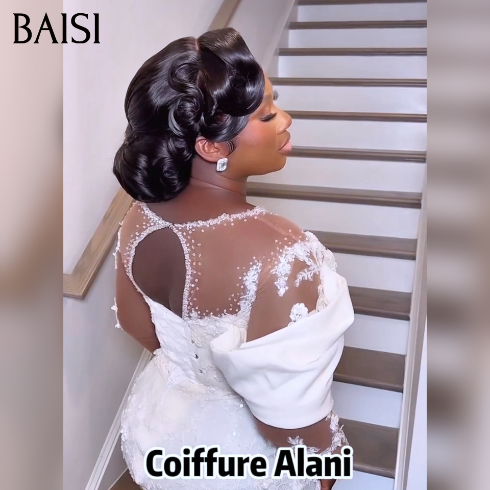 BAISI Coiffure de luxe Alani Perruques Mariage noir Prête à porter chignon et personalisation comme sur la vidéo 100% identique avec lace frontale événement spécial