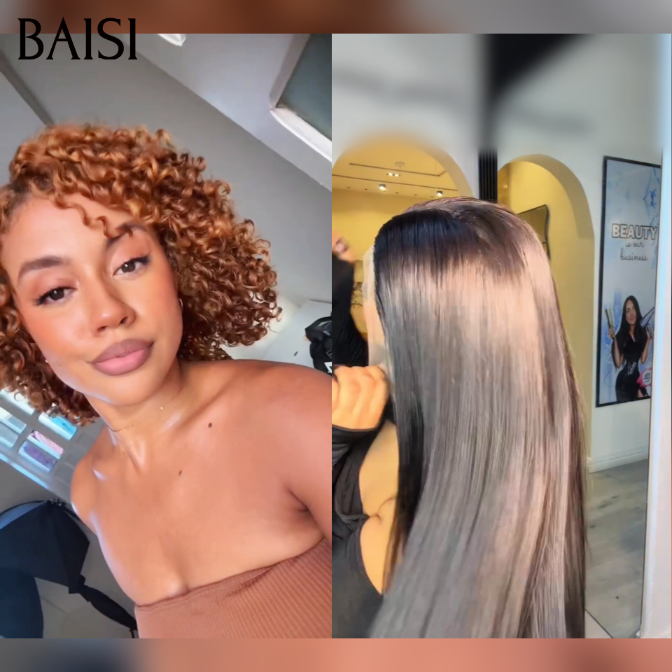 BAISI vente flash 1 noir +1 couleur = 145€ Lisse et curly wave Moitié Prix 100% cheveux humains MP50