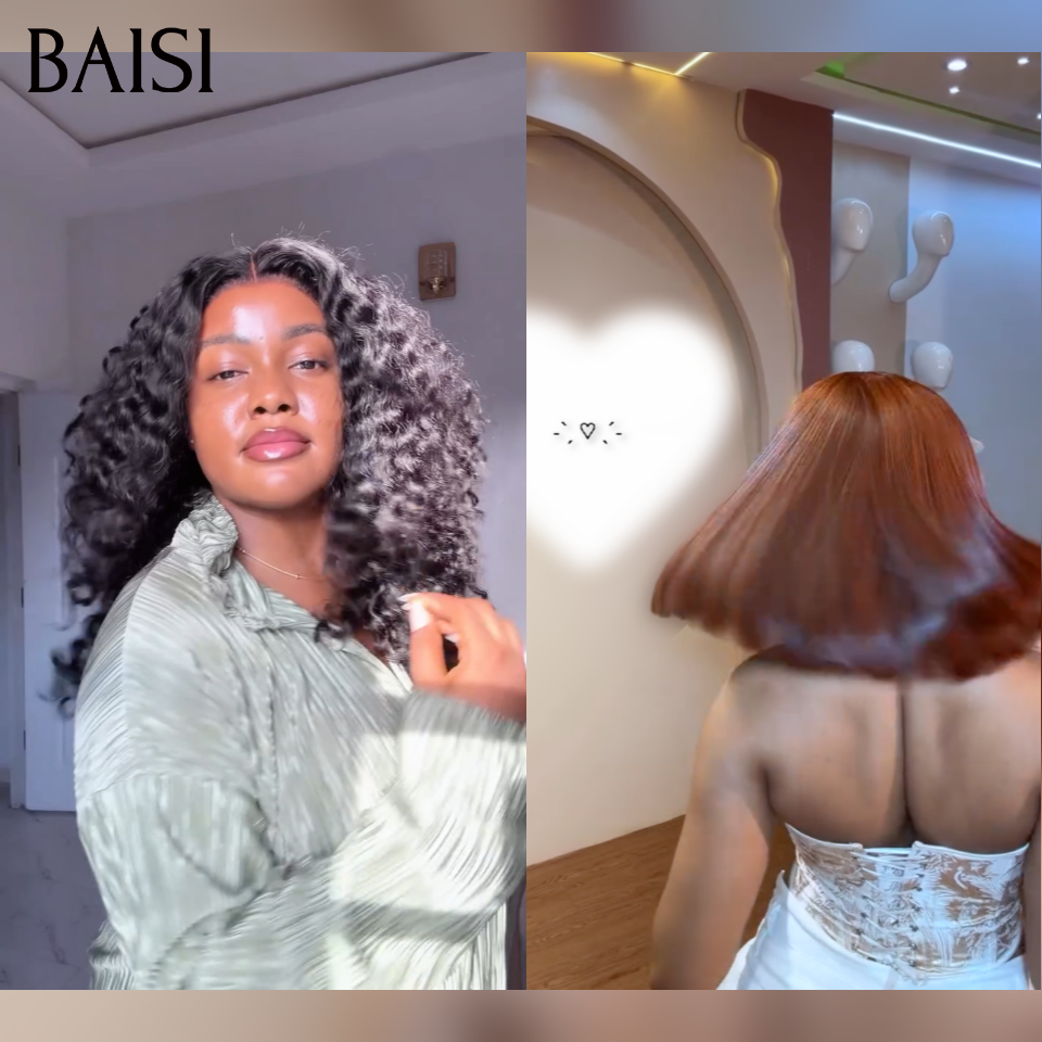 BAISI vente flash 2 Perruques Promo 165€ Moitié Prix 4x4 lace closure curly wave 16 pouces et marron 10 pouces 100% human hair MP50