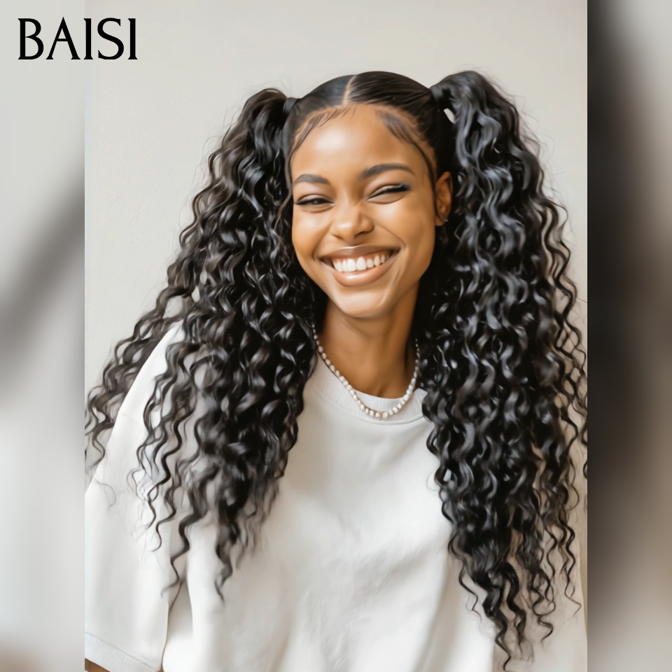 13x4 lace frontal Perruque Coiffeuse Professionelle en chignon bun deep wave 169€ en couleur NOIR 100% Cheveux Humains