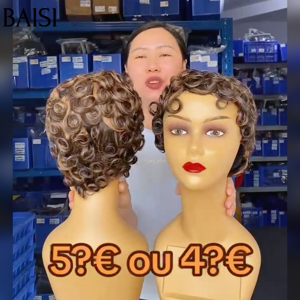 BAISI Perruque Chioma 40€ 1B30# sans Colle machine en 100% vrais cheveux humains