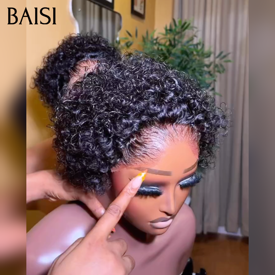 BAISI Pixie Curly promo 50€ 2 Perruques 80€ 4 Perruques 225 € pixie 13x4 lace frontal afro curly en 4 Couleur en 100% cheveux humains