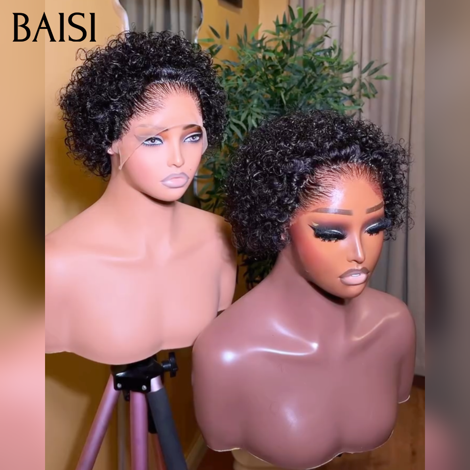 BAISI Pixie Curly promo 50€ 2 Perruques 80€ 4 Perruques 225 € pixie 13x4 lace frontal afro curly en 4 Couleur en 100% cheveux humains