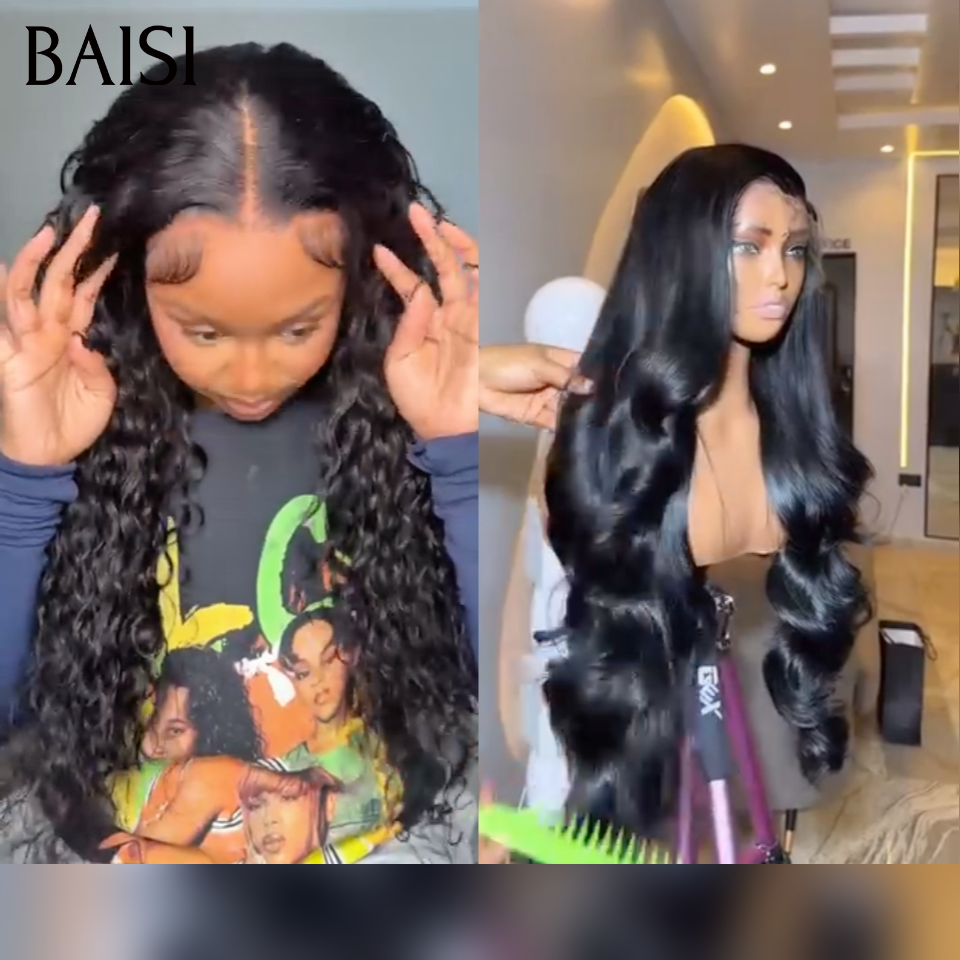 BAISI 2 Perruques Promo 209€ Moitié Prix 13x4 lace curly wave 24 pouces et body wave 20 pouces 100% human hair