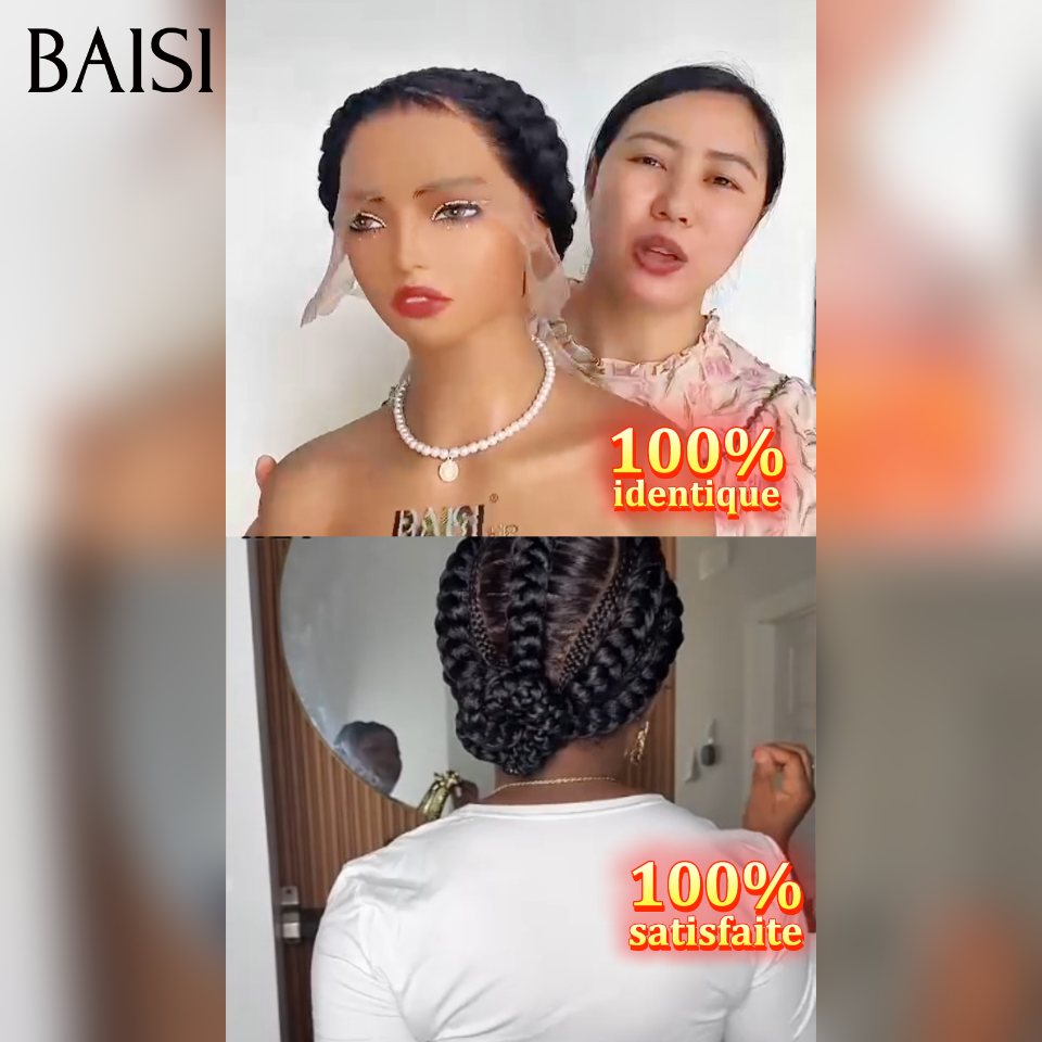 Perruque 100% identique coiffée Chignon de nattes lisse 10 pouce 199€ NOIR en 100% Cheveux Humains
