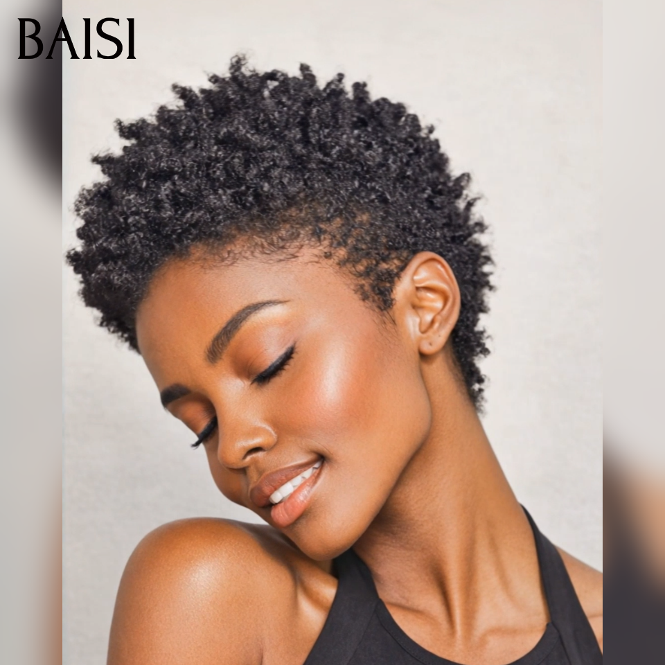 BAISI Moitié Prix Sans lace afro OFFRE FLASH 39€ 100% Cheveux Humains Fabriqué à la Machine MP50