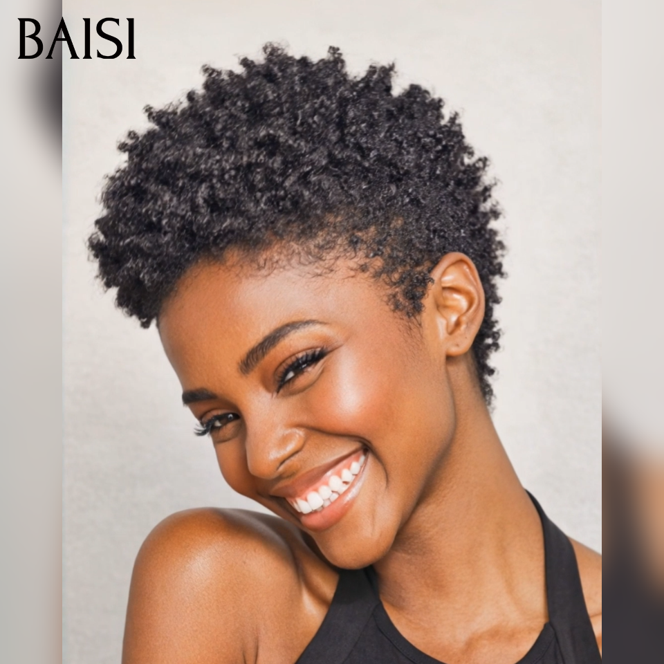 BAISI Moitié Prix Sans lace afro OFFRE FLASH 39€ 100% Cheveux Humains Fabriqué à la Machine MP50