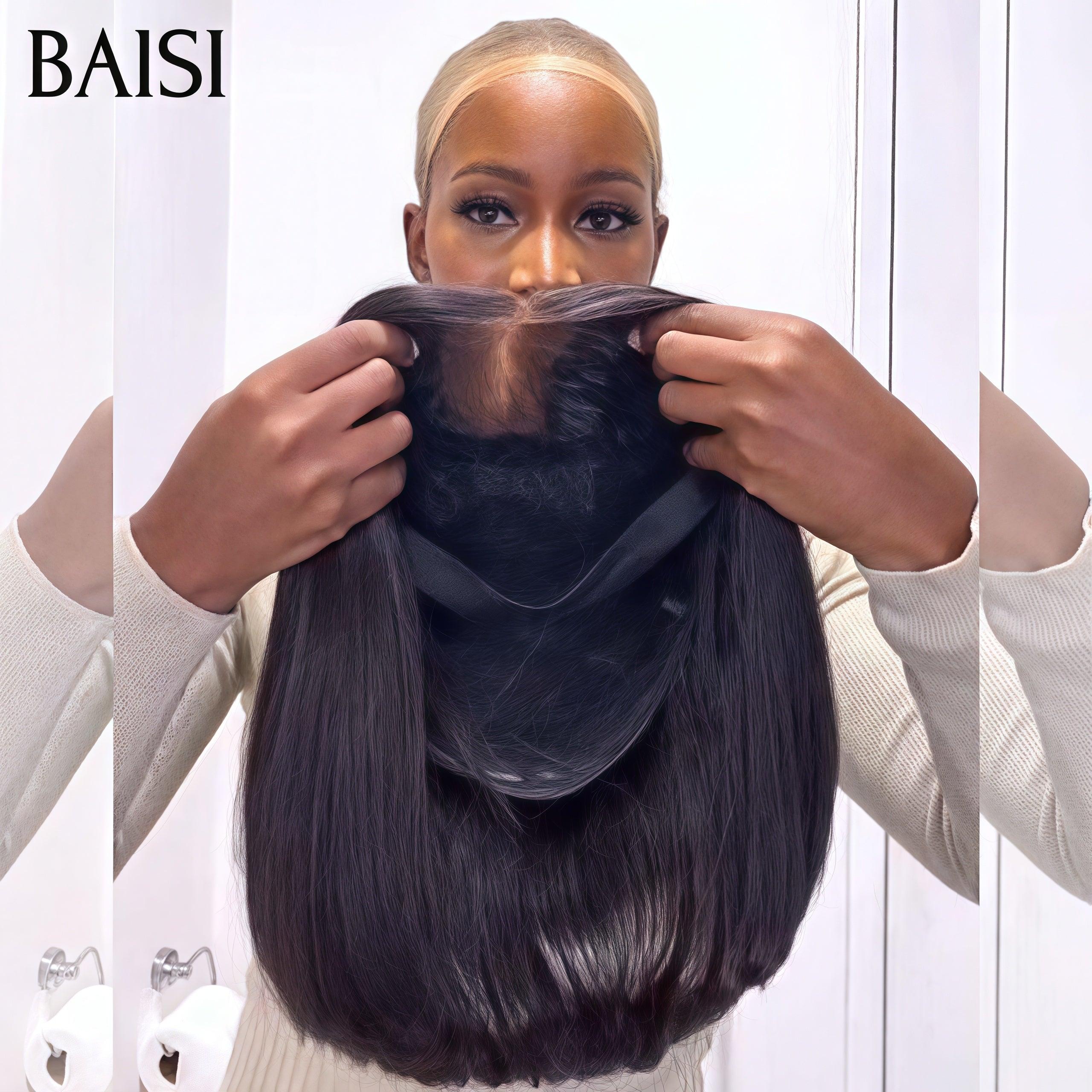 BAISI Grand SALE MwSt. 0€ 86€ SDD BONE Glatt 300 % Dichte 100 % Vietnamesisches Haar 2x6 Spitzenverschluss Gerade Perücke aus 100 % Echthaar Vietnamesisches Haar FR38