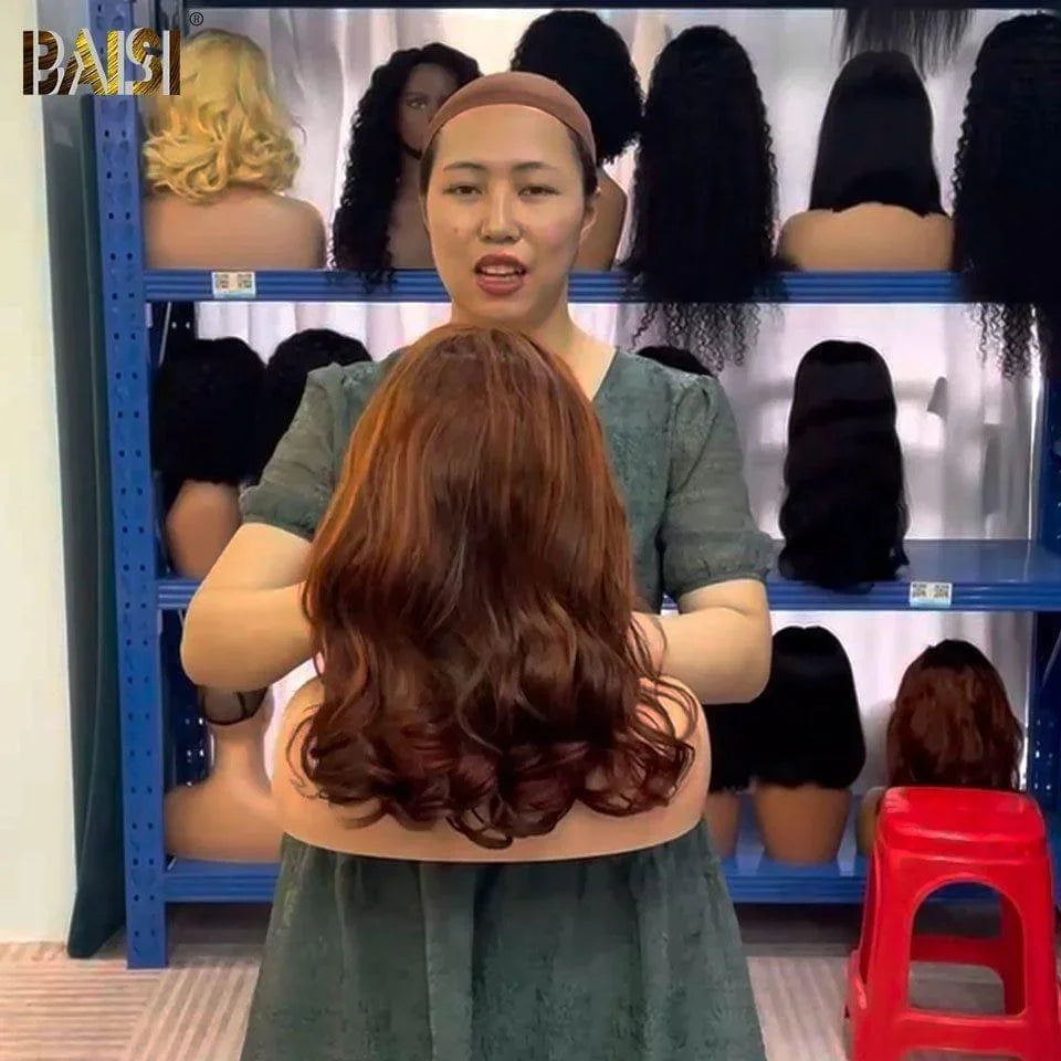 BAISI 13x4 Frontal Perruque grosse boucles 16 pouces En Couleur 4T4#-30# en 100% Vrais Cheveux Humains