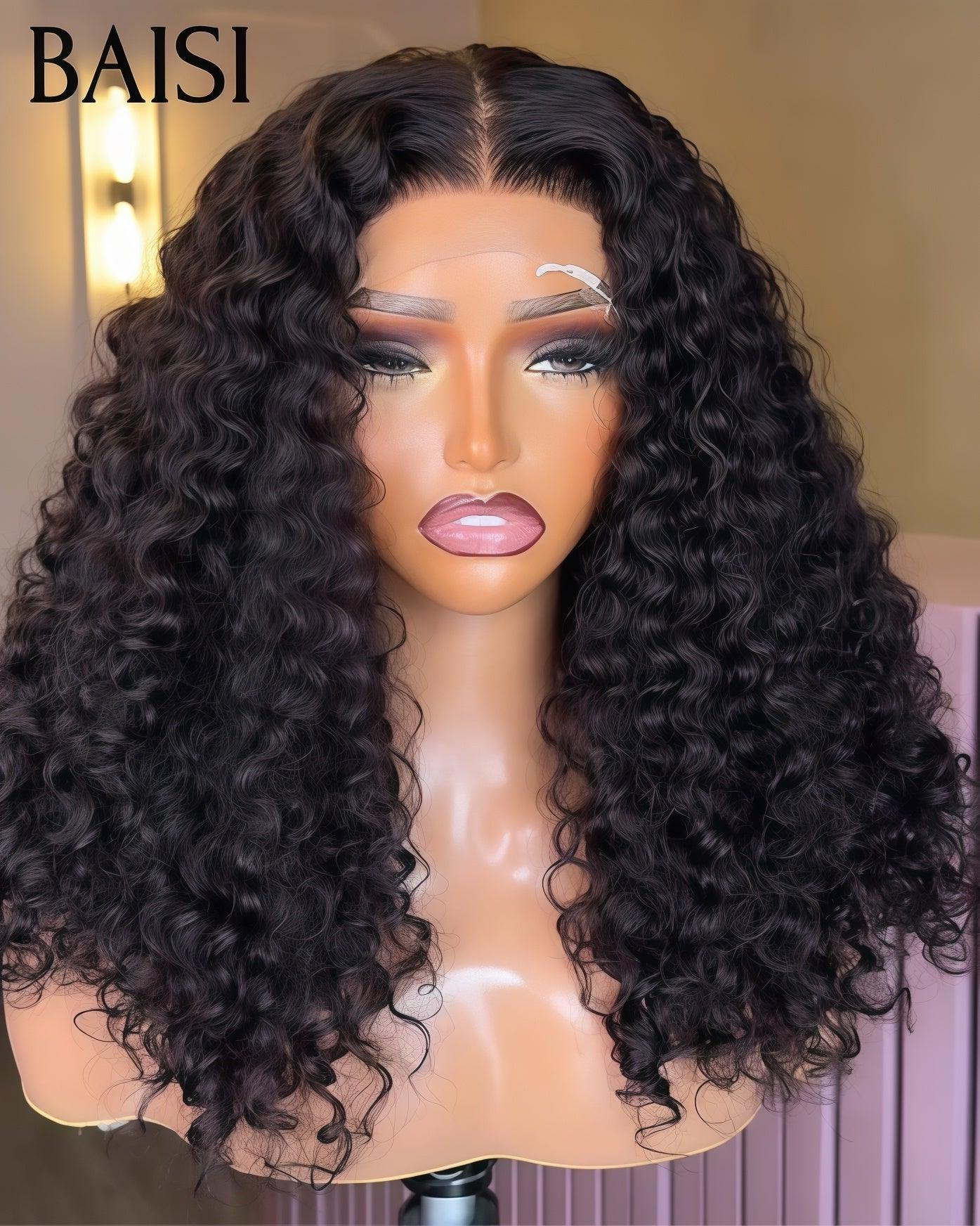 BAISI Grande SOLDES 4X4 Closure Perruque 14 Pouces water wave moitié prix 250% Densité 100% Cheveux humains MP50