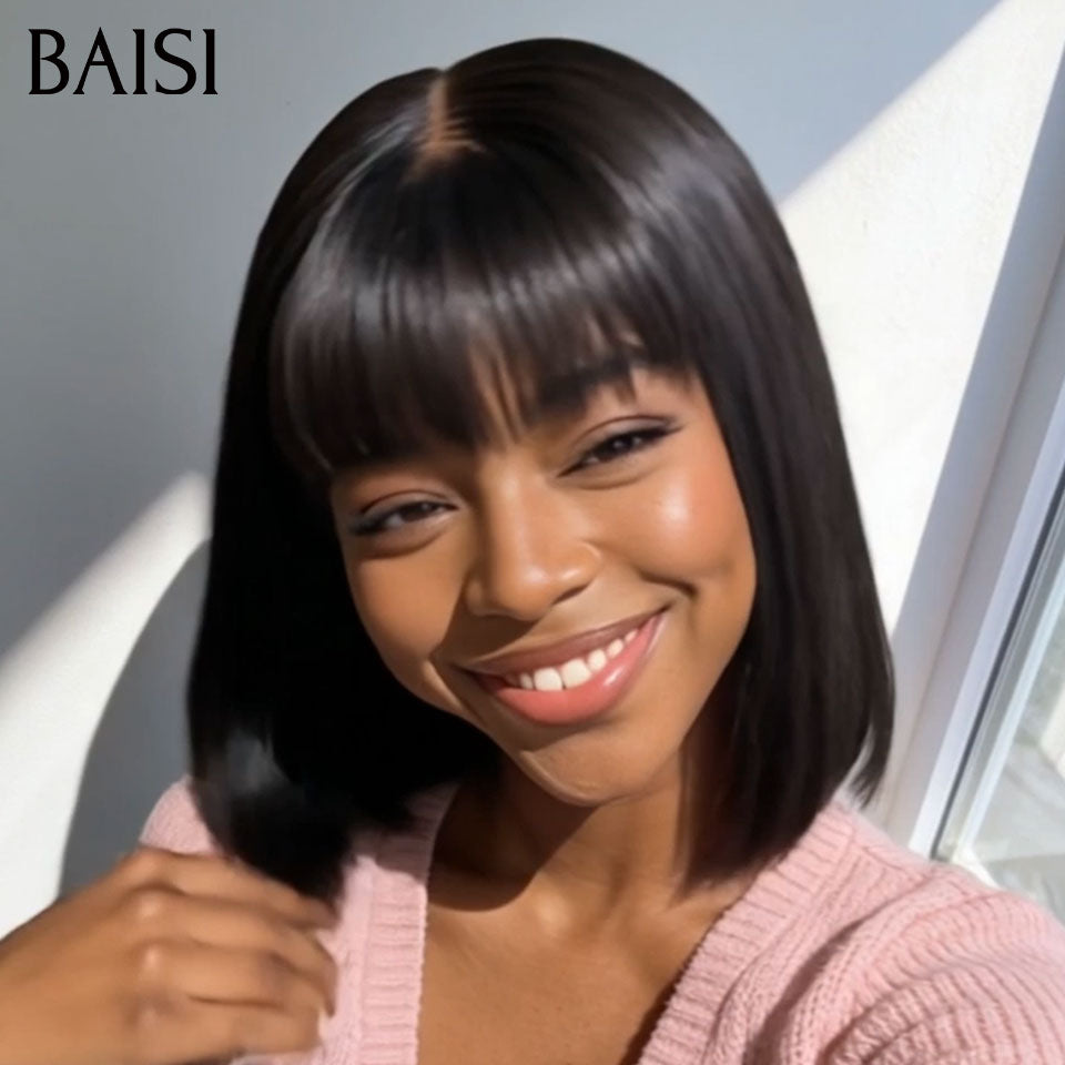 BAISI BLACK FRIDAY PROMO Liscia con Frangia 16 pollici 89€ colore Marrone in 100% capelli umani veri