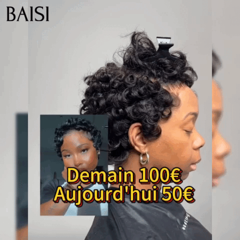 BAISI Perruque Chioma Offre Flash 50€ Perruque Pixie Finger Wave petite coupe fabriqué à la machine