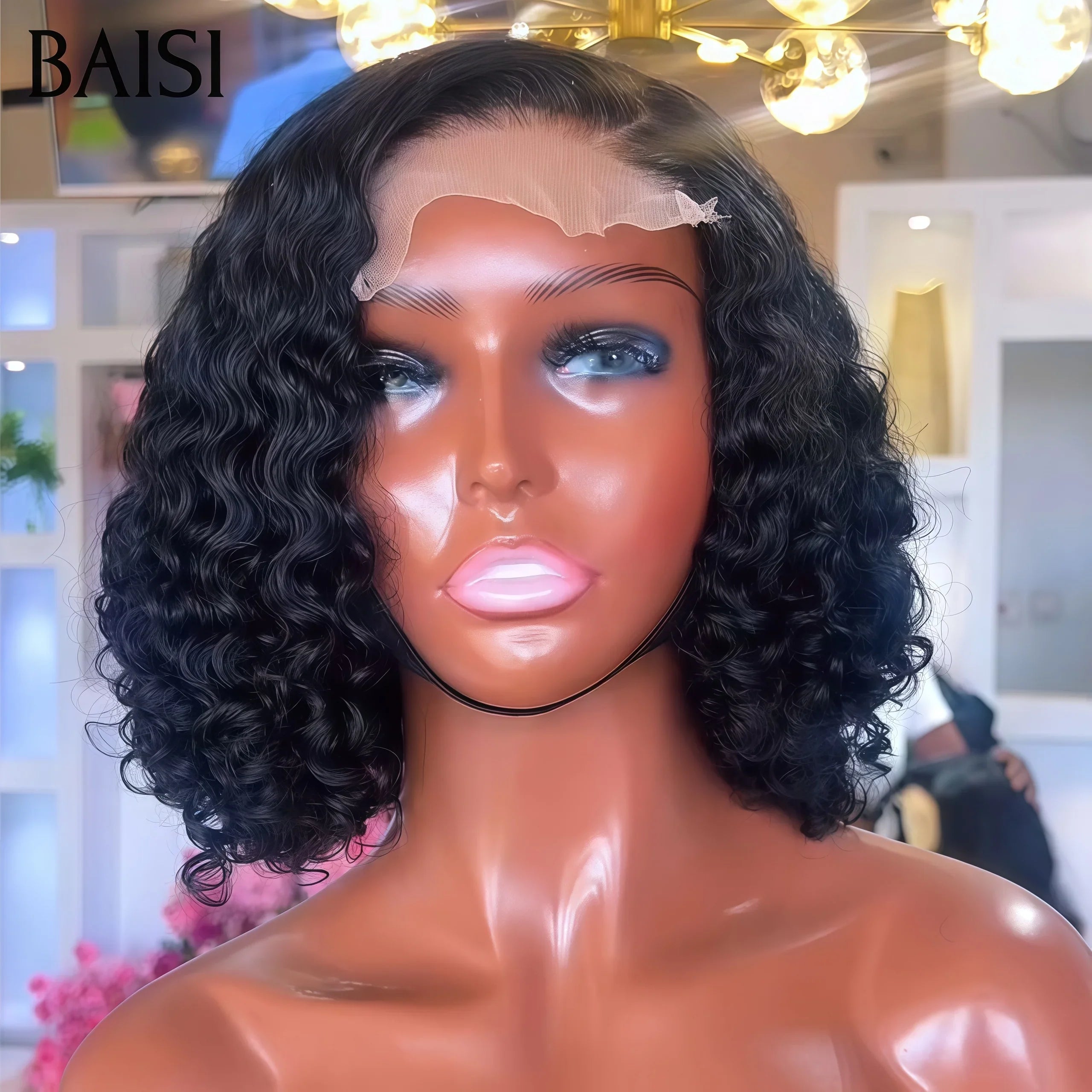 BAISI Achetez 2 perruques minimum au prix d'usine fournisseur Petit Perruque 4X4 lace curly wave 8 Pouces ou sans lace Bordeaux 99J en 100% Vrais Cheveux Humains Fabriquée A La Machine (Pas Besoins De Code)