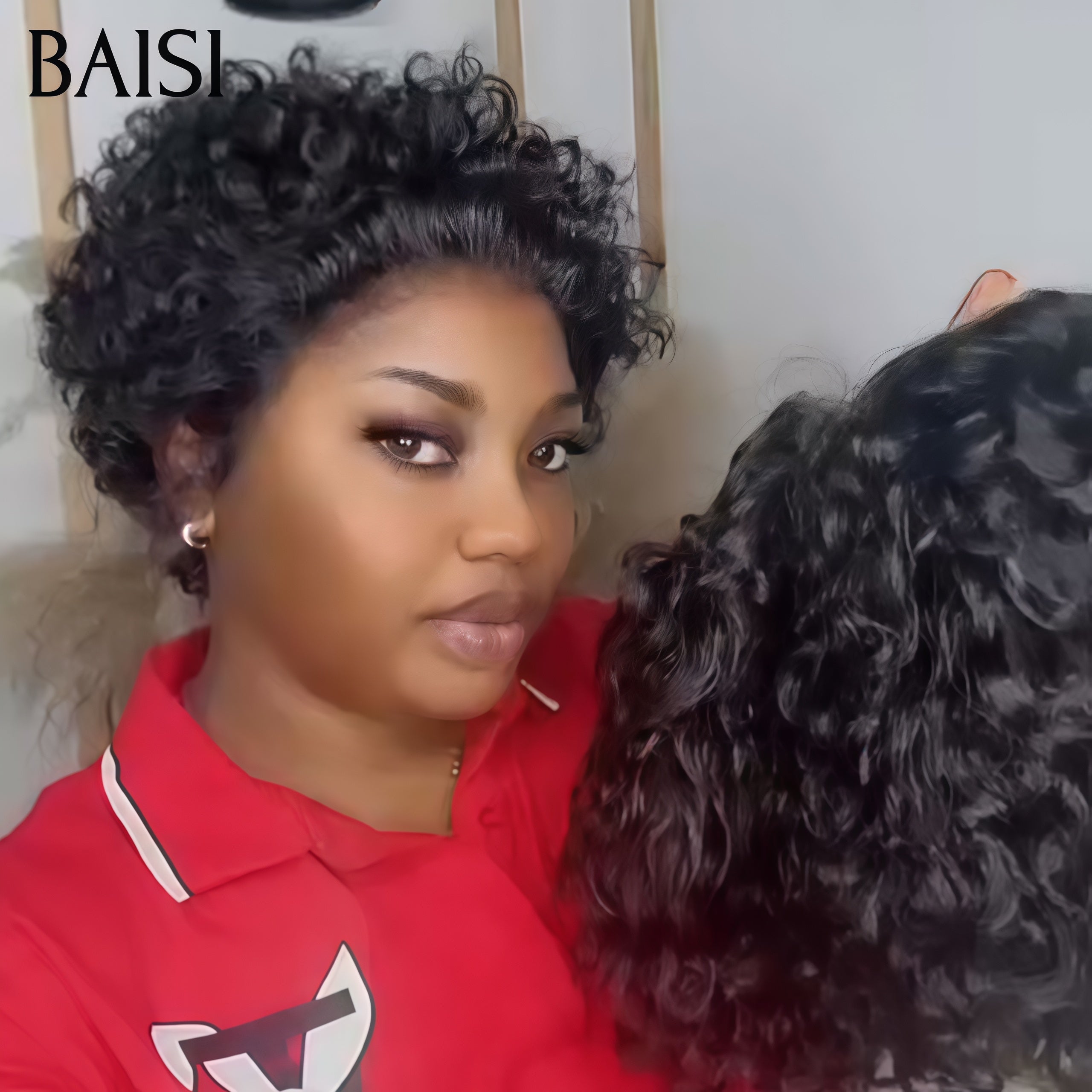 BAISI 13X4 Perruques Pixie curly wave 55€ ou afro curly noir En 100% Cheveux Humains #905 CODE: FR20