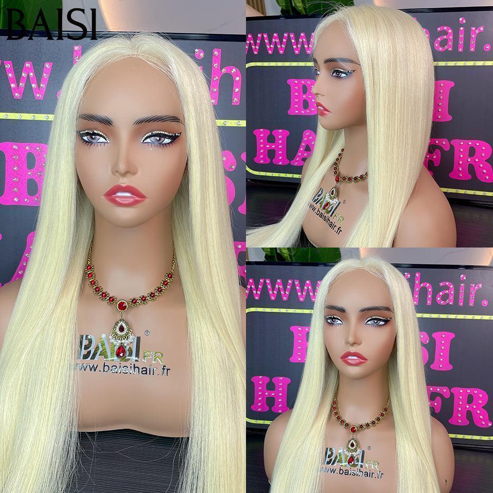 BAISI Perruque Lisse en couleur blonde 613# 18 pouces en 100% Cheveux Humains