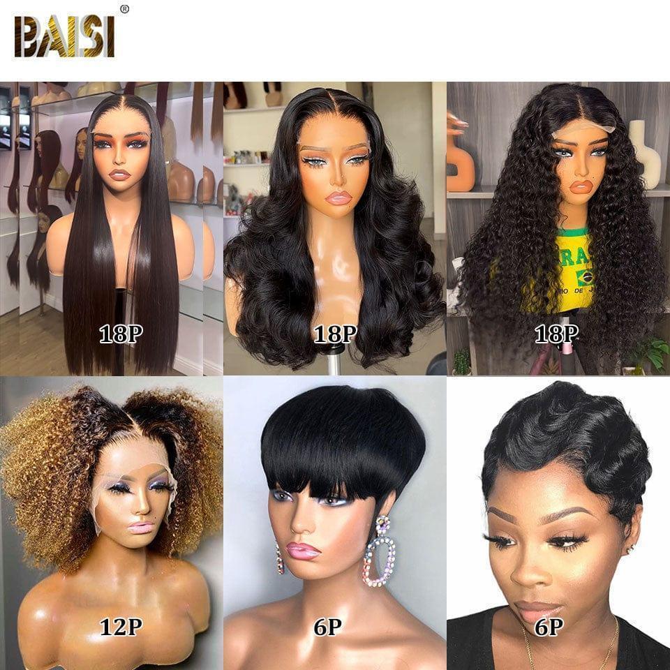 BAISI Lot De 6 Perruques +1 FER Abordable Prix en Gros 399 Euro En 100% Cheveux Humains VIP100