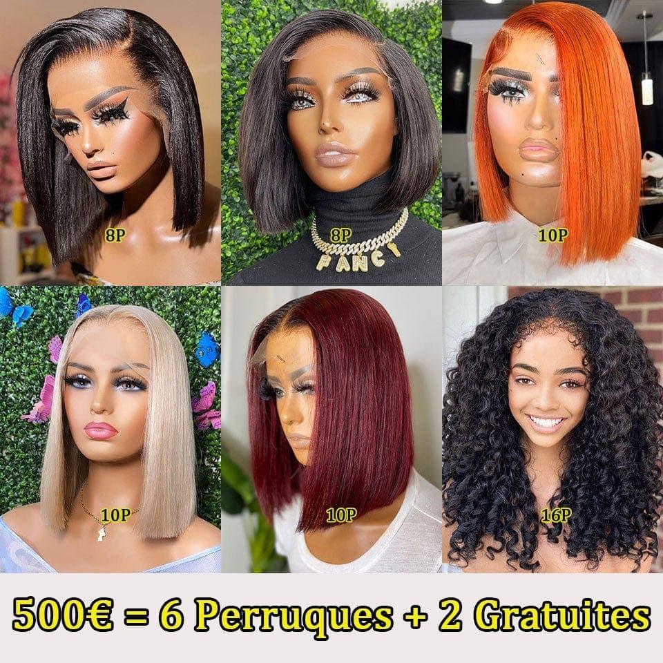 BAISI Achetez 1 + 1 Gratuite = 119€ sans lace pixie Lisse et water wave ou 6 Perruques + 2 Gratuits = 500€ en 100% vrais cheveux humains (pas besoin de code)
