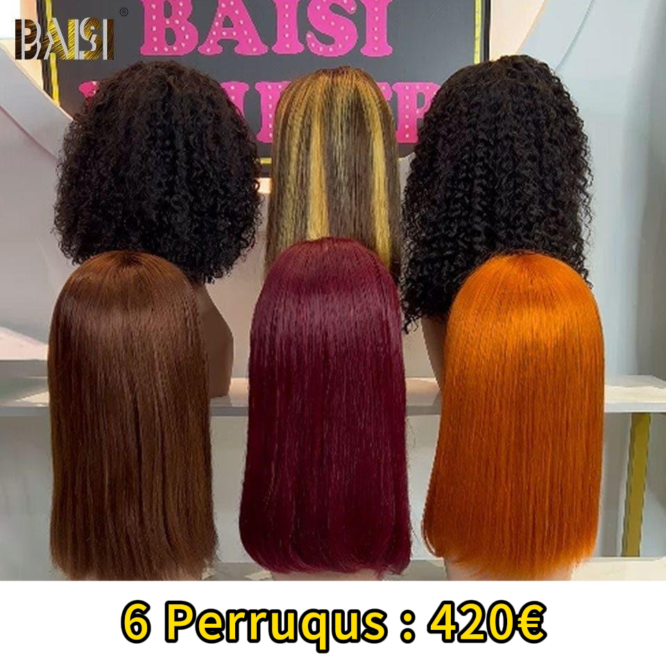 BAISI 6 Perruques en FRANCE 420€ PRIX en promo ou 2 perruques curly et lisse 20 pouces 298€ en 100% vrais cheveux humains