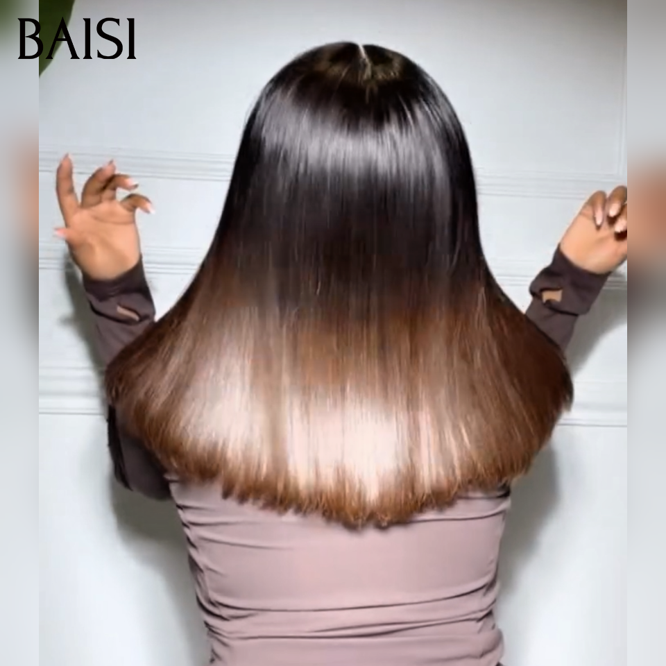 BAISI 2X6 Perruque Vietnam Hair Lisse SDD BONE en couleur Marron 1BT4# MOITIE PRIX en 100% Cheveux Humains