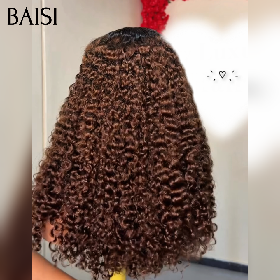 BAISI Confezione all'ingrosso 2 parrucche bob 120 euro 2x4 lace lisce con frangia 8Pollici colore Marrone e NERO 100% Capelli Umani