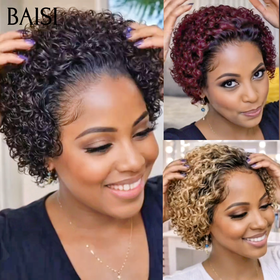 BAISI Peruca pixie 6 polegadas com lace frontal 13*4 Preto 50€ ou Mel 58€ ou Bordeaux 55€ 100% cabelo humano 100% idêntico à foto