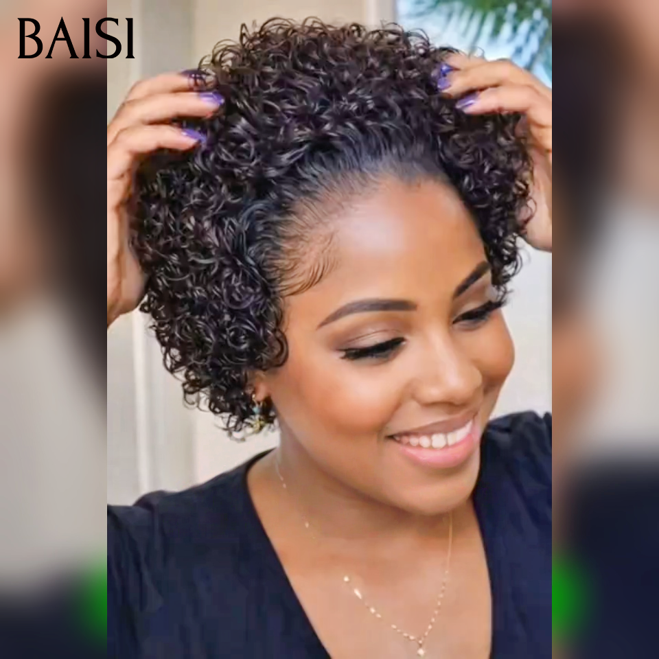 BAISI Peruca pixie 6 polegadas com lace frontal 13*4 Preto 50€ ou Mel 58€ ou Bordeaux 55€ 100% cabelo humano 100% idêntico à foto