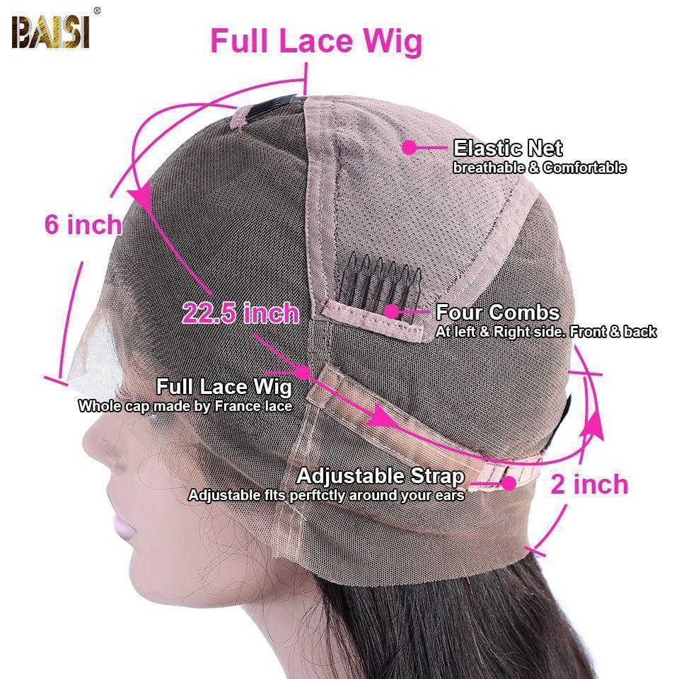 BAISI Perruque Full Lace 100% Cheveux Naturels Perruque Ondulée Coupe Pixie Full Lace Perruque personnalisée Lisse en Couleur orange en 100% cheveux humains