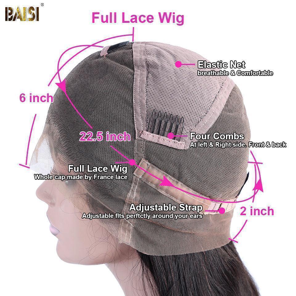 BAISI Perruque Full Lace 100% Cheveux Naturels Perruque Ondulée Coupe Pixie Full Lace Finger Wave petite coupe en Couleur Noir en 100% cheveux humains