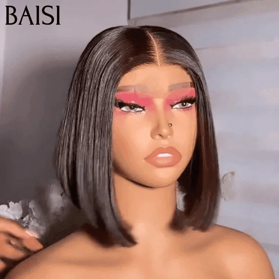 BAISI 15A SDD BONE STRAIGHT 2x6 Lace Closure Perruque Lisse couleur Marron #4 en 100% Cheveux Humains 100% Vietnam Hair 300% densité Pre-plucked