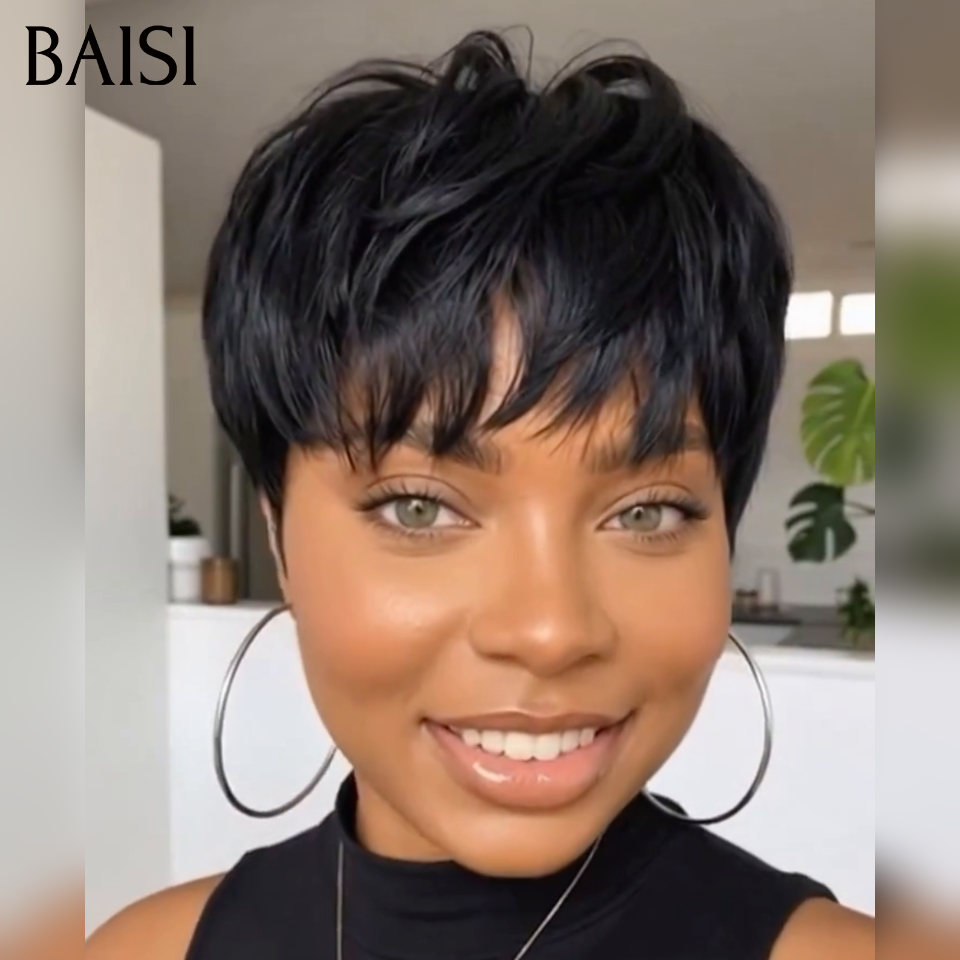 BAISI Promotion Achetez pixie + 1 Gratuite 59€ ou Achetez 14 pouce + 1 Gratuite 129€ ou Achetez 20 pouce + 1 Gratuite 149€ facile à porter en 100% Humain hair