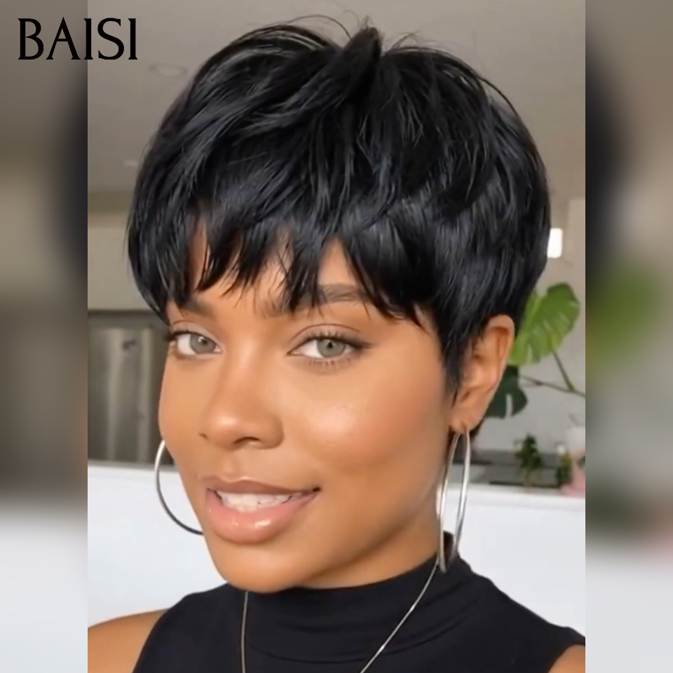 BAISI Promotion Achetez pixie + 1 Gratuite 59€ ou Achetez 14 pouce + 1 Gratuite 129€ ou Achetez 20 pouce + 1 Gratuite 149€ facile à porter en 100% Humain hair