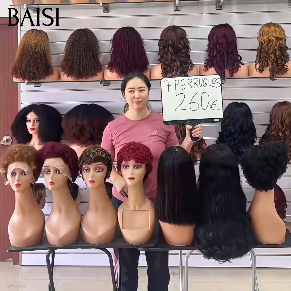 BAISI Lot de 7 Perruques 260€ Modèles Mélangées de Très Bonne Qualité pour Révendre 100% Identique Qualité Garantie = Business Réussi en 100% Cheveux humains
