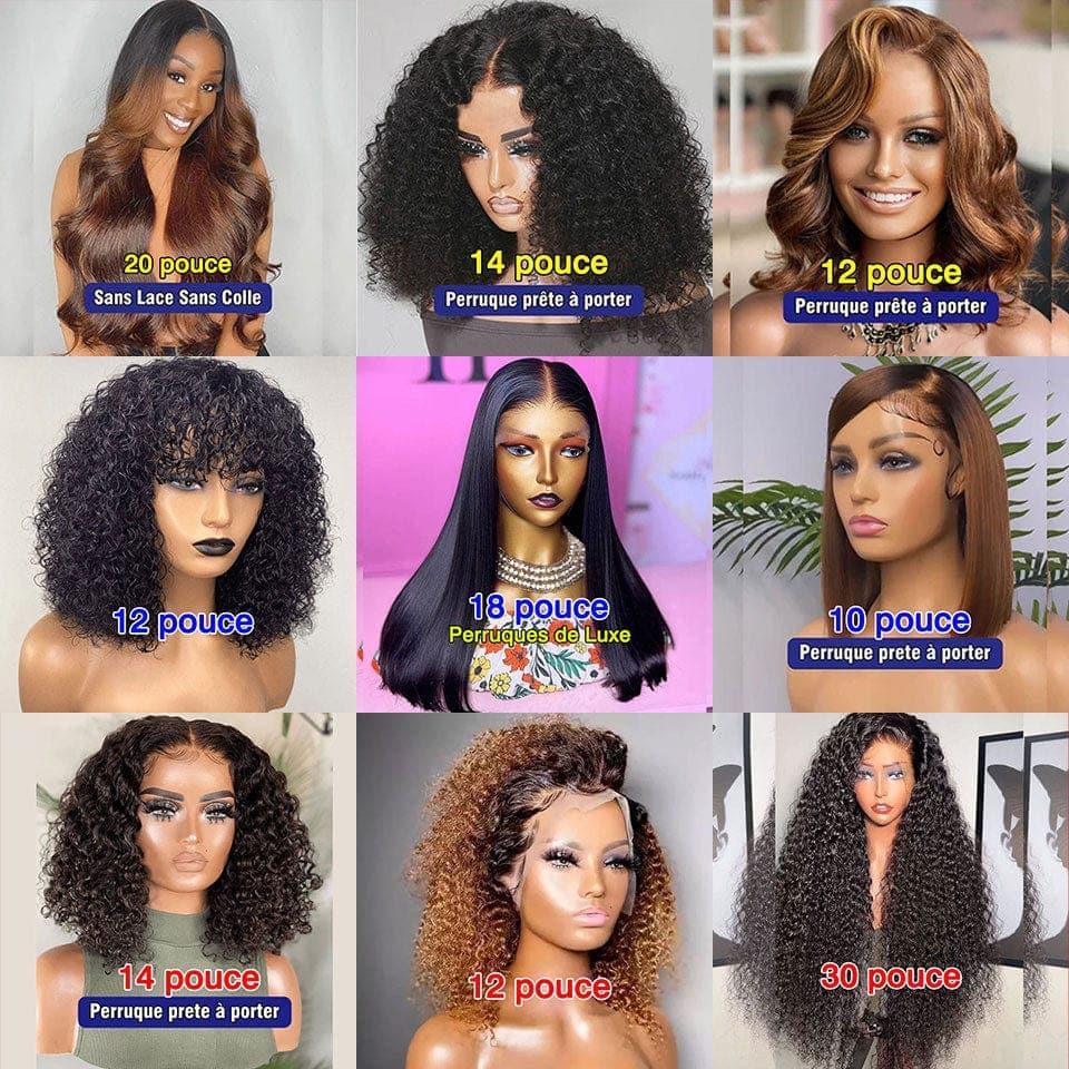 BAISI Achetez 2 perruques minimum au prix d'usine fournisseur Pixie Prêt-à-porter 66€ perruques 100% raw hair cheveux humains facile à revendre Achetez plus de 2 Pièces PRIX D'USINE VIP Lien B