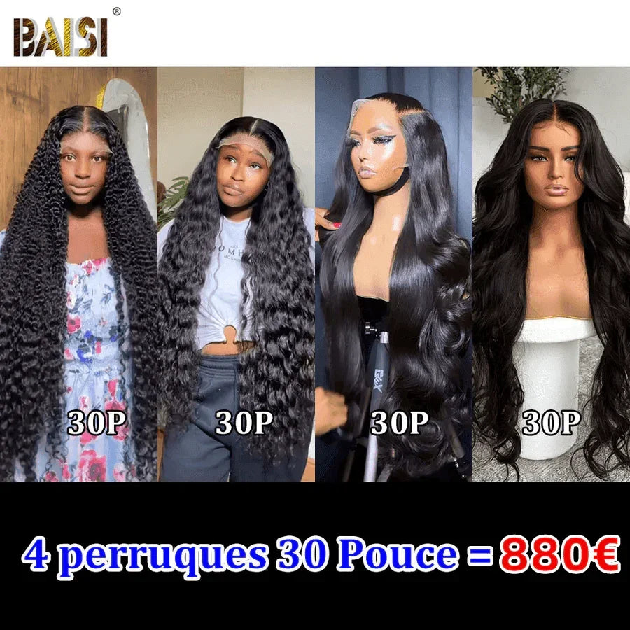 BAISI Vente Flash 13x4 Lace Frontal 30 pouce 4 perruques en 100% vrais cheveux humains 880 euro CODE: VIP100