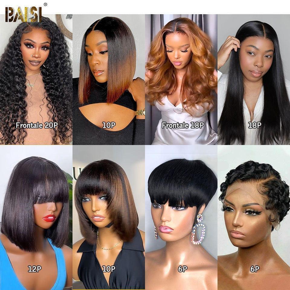 BAISI 8 Perruques Sans Colle 630€ ou 2 4X4 curly wave 189€ en 100% vrais cheveux humains