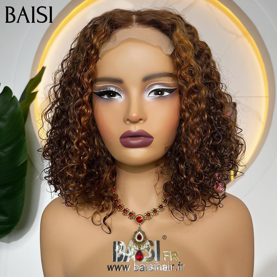 Pelucas BAISI 4X4 de lujo con ondas de agua en Color 4 # Mix30 # volumen de cabello virgen doble dibujado densidad 250% 14 pulgadas en cabello 100% humano