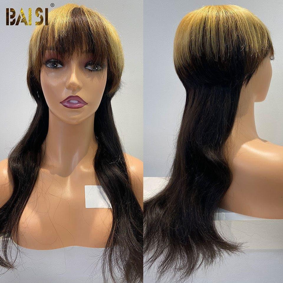 BAISI Top Model MULLET Wig Straight Style in Color 1B#4#27 in 100% Human Hair