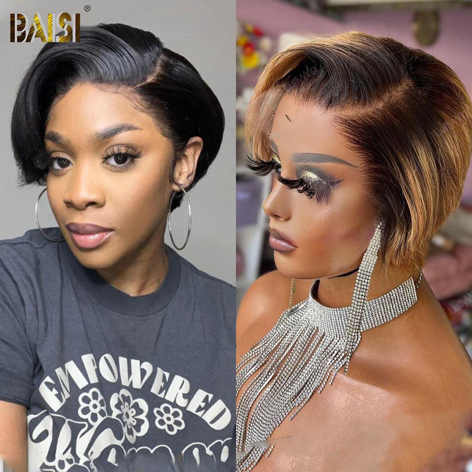 BAISI HAIR FR 2 Perruques Pixie 94€ En ou 2 bob 168€ 4X4 lace curly wave 14 pouces et avec frange 8 pouces lisse 100% Cheveux Humains