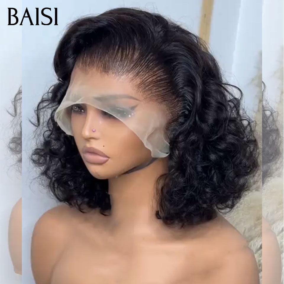 Peluca Frontal de encaje BAISI 13x4 onda profunda marrón claro en cabello humano 100% Real