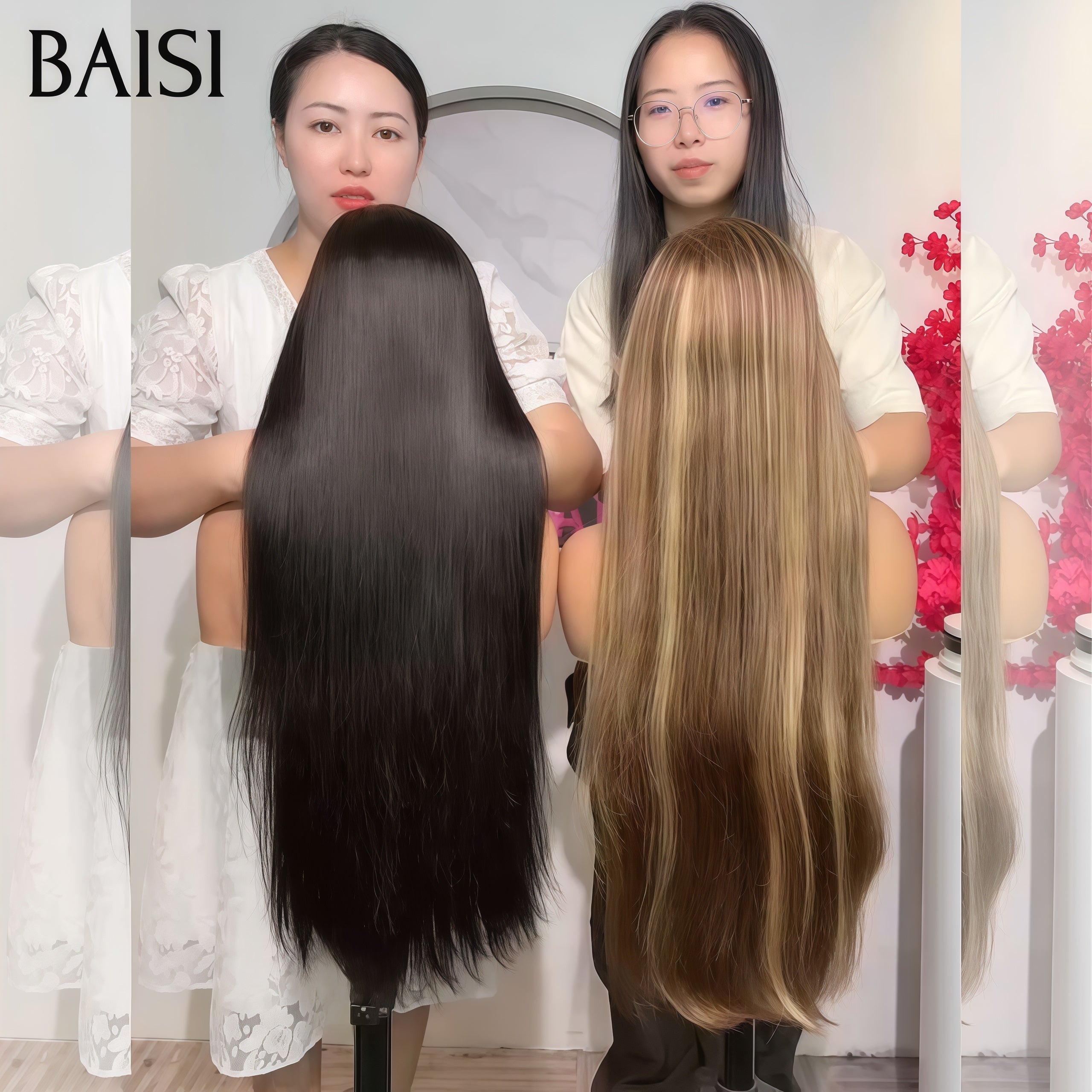 BAISI Promotion 2 perruques LONGUES 13X4 lace frontal Lisse Mixte Miel et NOIR 100% vrais cheveux humains VIP100
