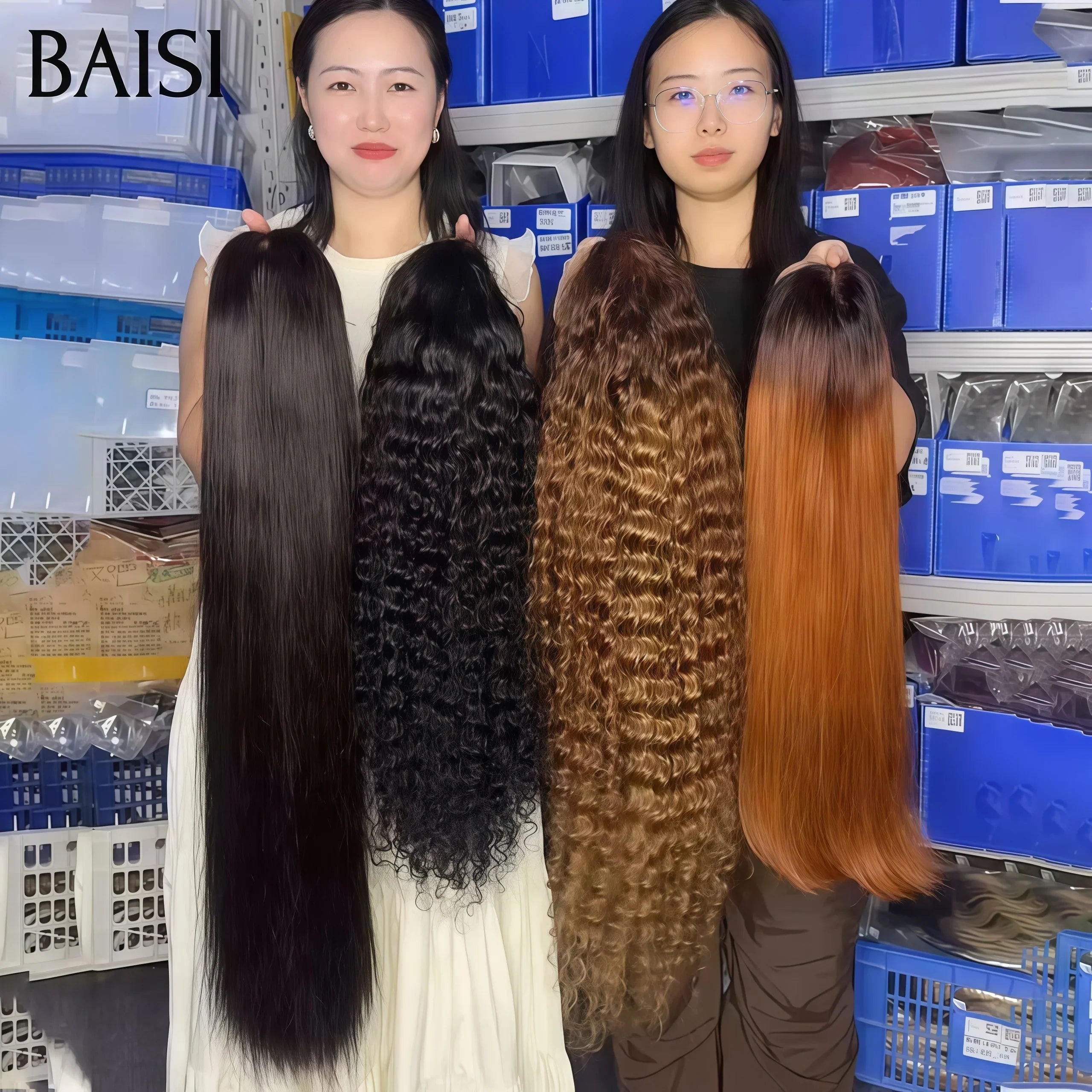BAISI Lot de 4 perruques Flash Offer 379€ Ventes En Gros 4 styles de perruques différents et Différentes couleurs 13X4 lace frontal 24 Pouces NOIR et 2x6 closure 12 Pouces 1BT30# et lace frontal deep wave 4T30# en 100% vrais cheveux humains