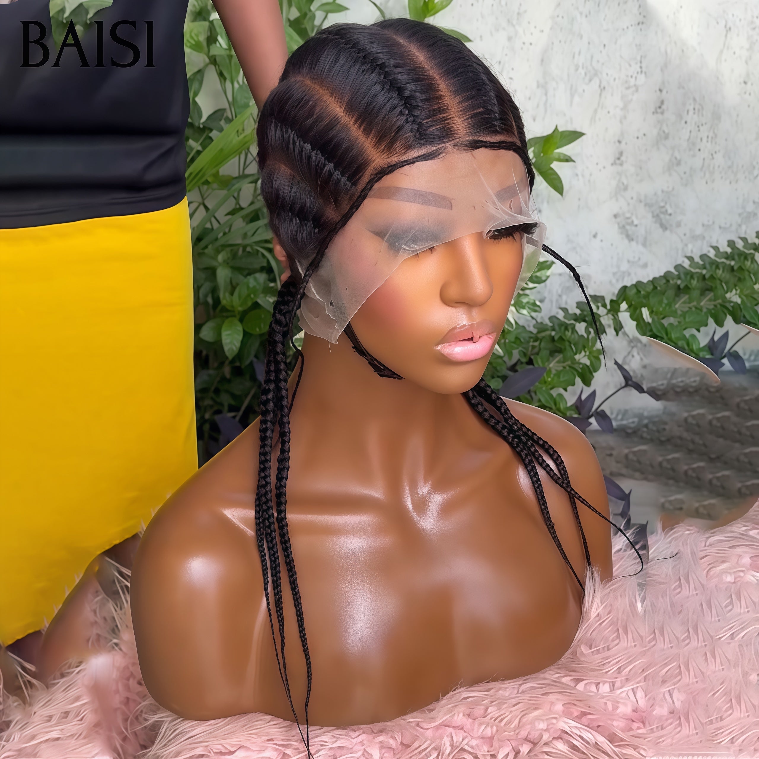BAISI Perruque Full Lace 100% Cheveux Naturels perruque Petite natte NOIR 159€ 100% Comme la video 100% cheveux humains
