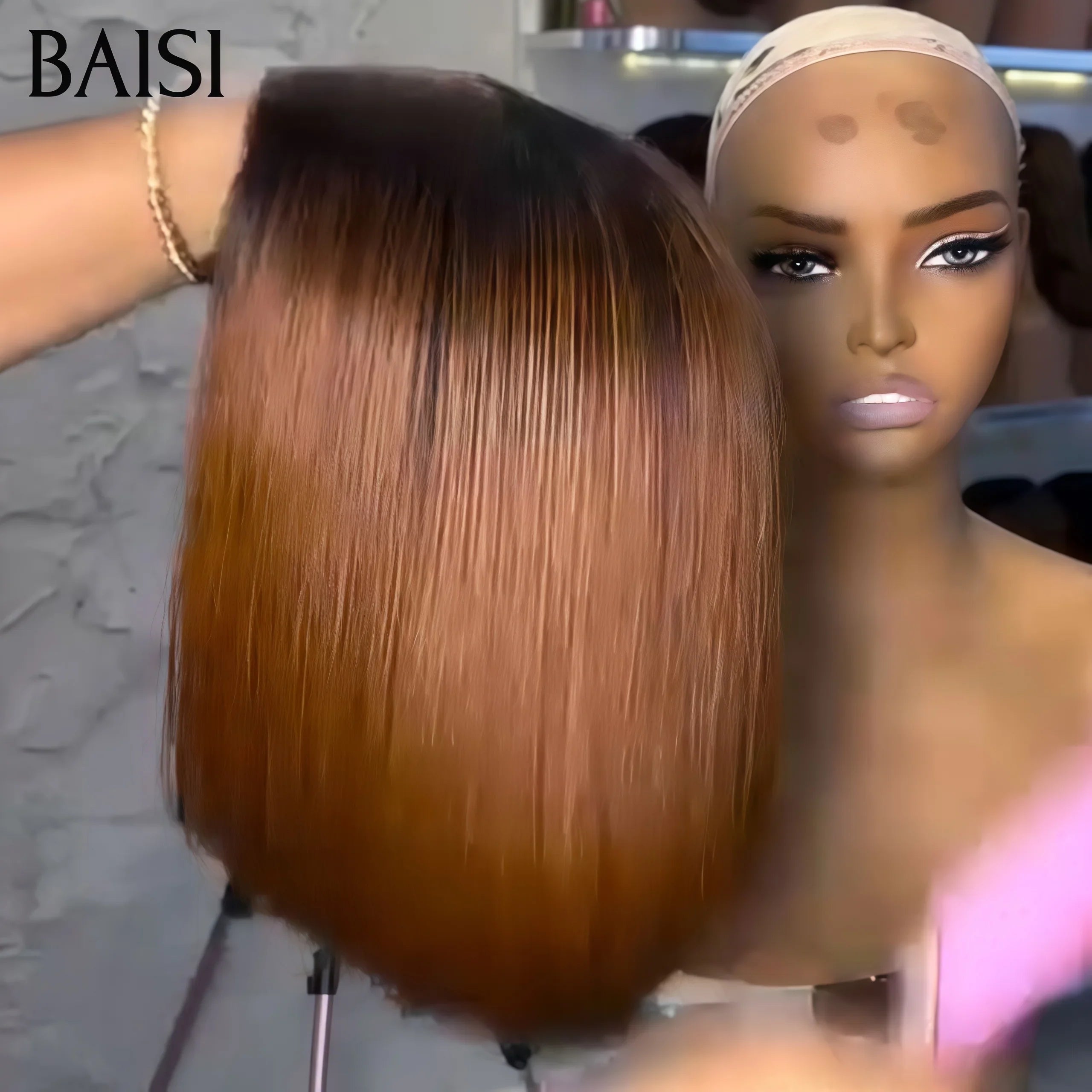 BAISI 2X6 perruque en couleur Marron Lisse Bob Haute Qualité DE luxe SDD BONE Straight 100% Vietnam Hair en 100% Cheveux Humains MP50