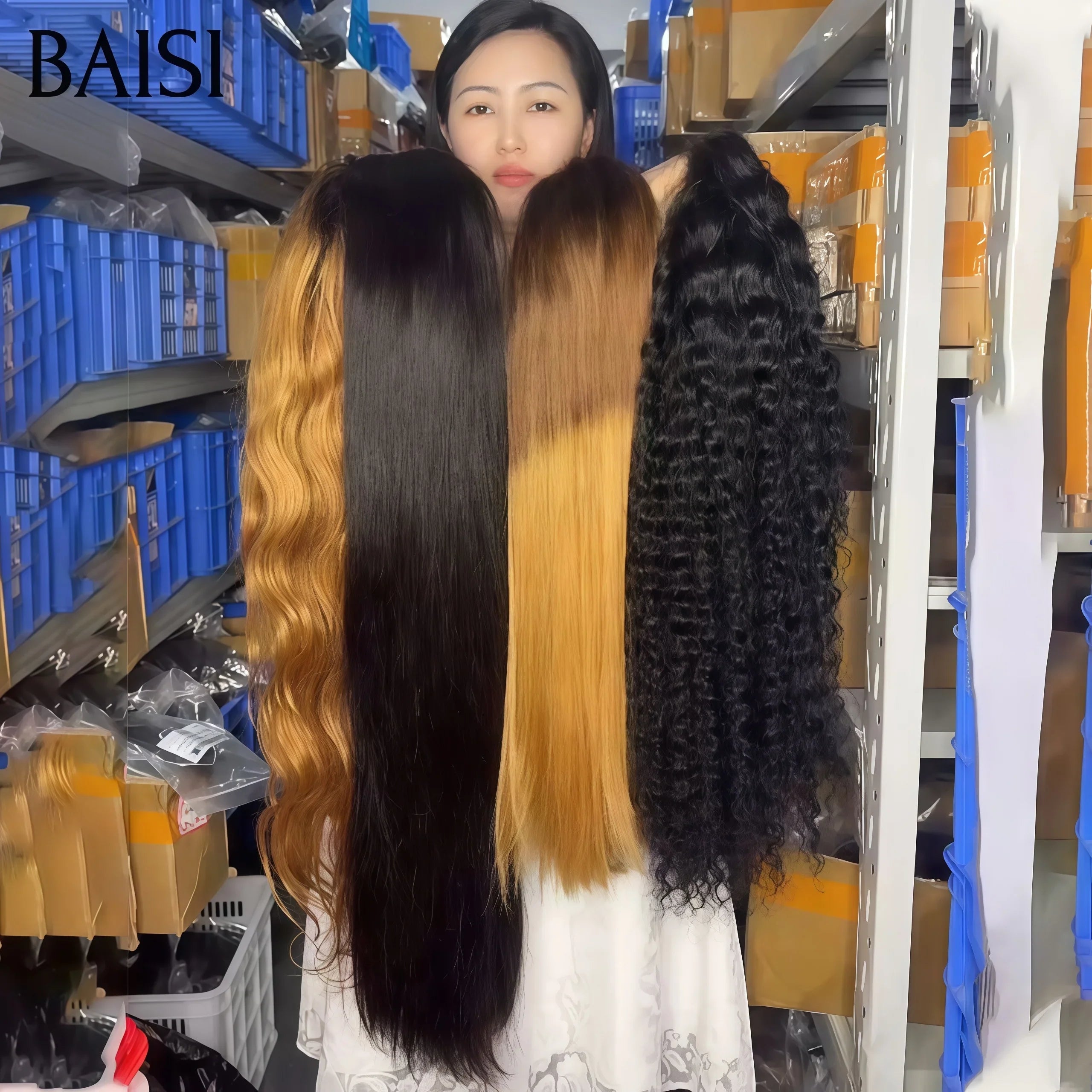 BAISI Lot de 4 perruques Flash Offer PROMOTION 300€ 4 styles de perruques différents en 100% vrais cheveux humains BS65